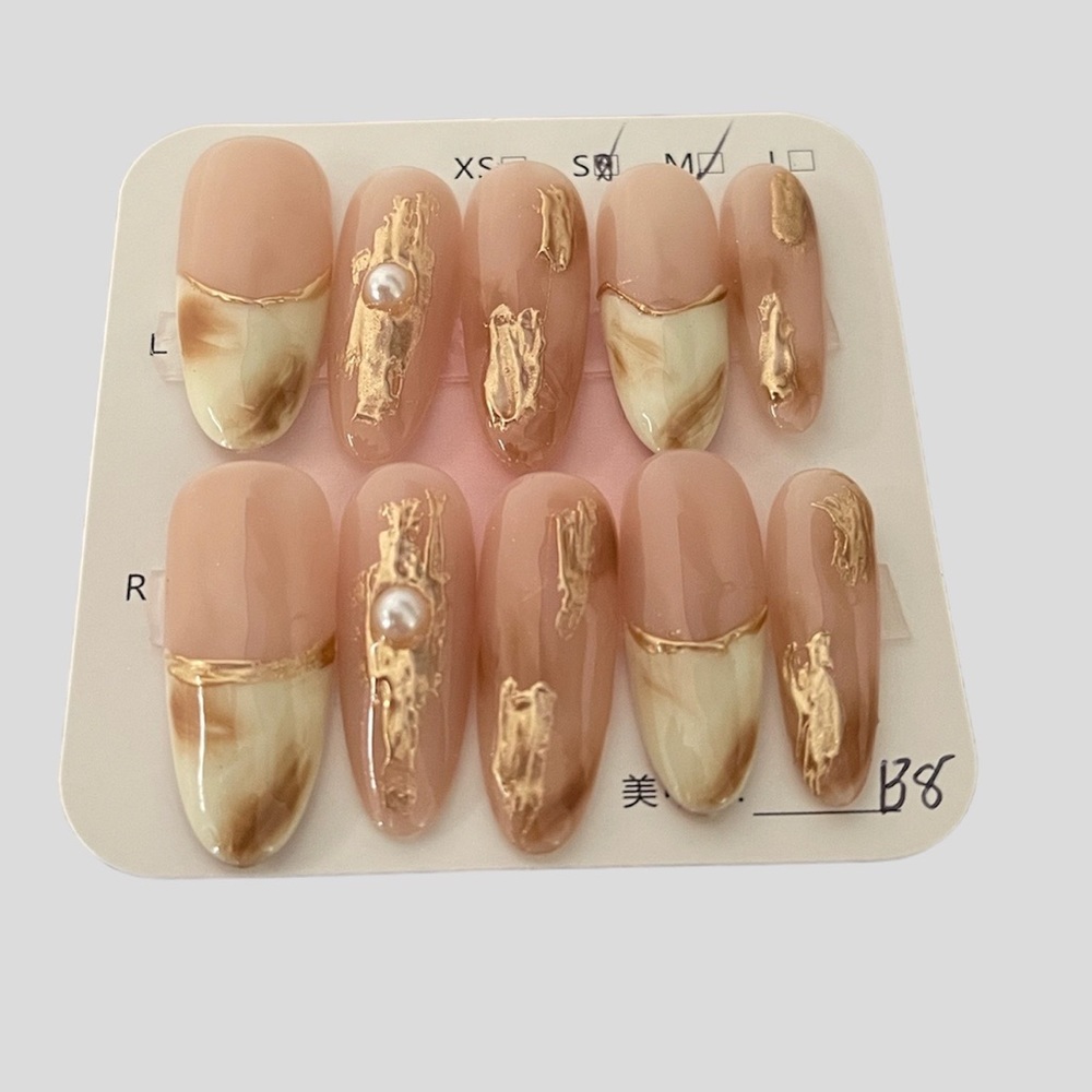 Hand Made Press On Fake Nails Size M